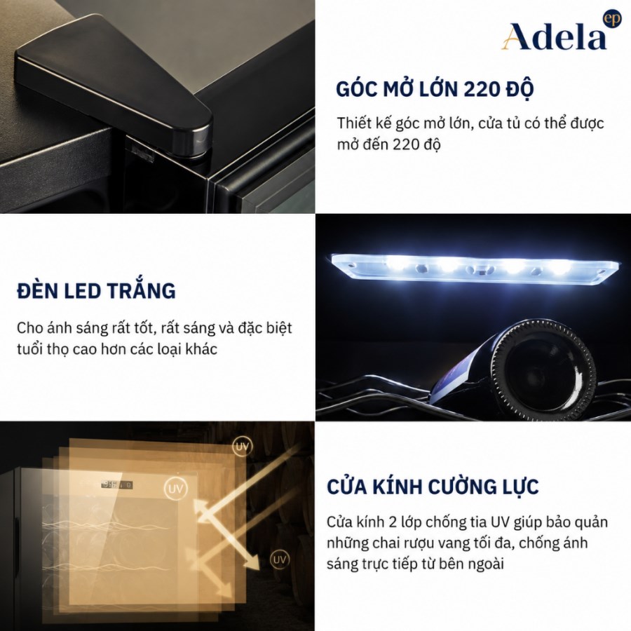 Tủ Rượu Vang Adela 177 Chai Máy Nén JC-430WS